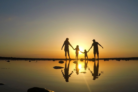 Family on beach